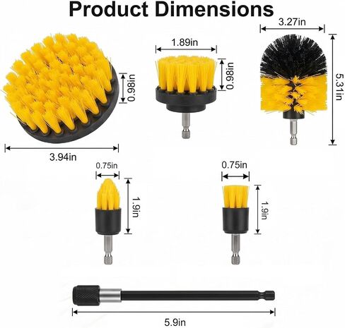 Drill Brush Attachment Set 6 Pack Power Scrubber Cleaning Brushes Kit, Universal Fit Medium Stiffness Nylon Bristles for Bathroom Kitchen Car Tile Tub Sink Floor Grout Scrubber with Extension Rod in Kuwait