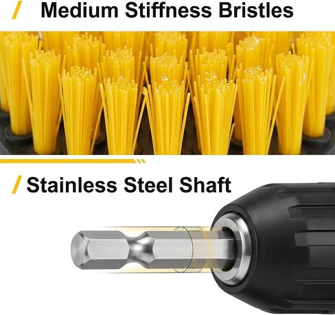 Drill Brush Attachment Set 6 Pack Power Scrubber Cleaning Brushes Kit, Universal Fit Medium Stiffness Nylon Bristles for Bathroom Kitchen Car Tile Tub Sink Floor Grout Scrubber with Extension Rod in Kuwait