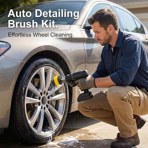 Drill Brush Attachment Set 6 Pack Power Scrubber Cleaning Brushes Kit, Universal Fit Medium Stiffness Nylon Bristles for Bathroom Kitchen Car Tile Tub Sink Floor Grout Scrubber with Extension Rod in Kuwait