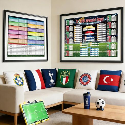 ISOHYET 33.07 × 23.62 بوصة ألياف البوليستر كأس العالم لكرة القدم الجدول الزمني ملصق 2026 كأس العالم ديكورات الحفلات ملصقات رياضية لمحبي غرفة كرة القدم ديكور للأولاد والبنات والرجال مشجعي كرة القدم ديكور غرفة النوم in Kuwait