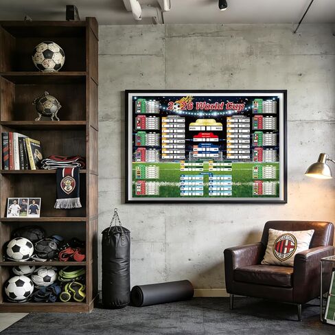 ISOHYET 33.07 × 23.62 بوصة ألياف البوليستر كأس العالم لكرة القدم الجدول الزمني ملصق 2026 كأس العالم ديكورات الحفلات ملصقات رياضية لمحبي غرفة كرة القدم ديكور للأولاد والبنات والرجال مشجعي كرة القدم ديكور غرفة النوم in Kuwait
