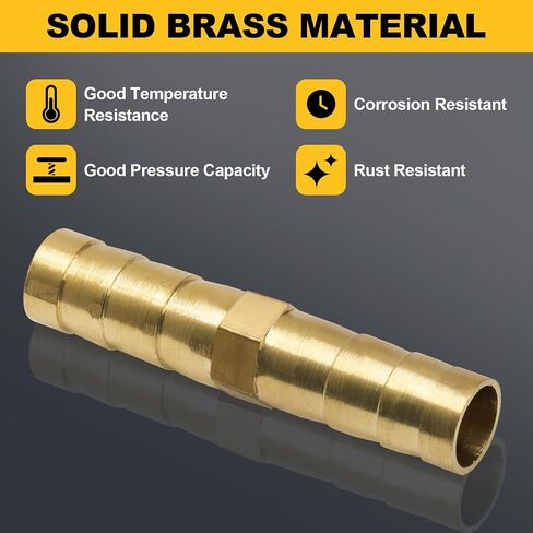 3 Pack 5/16 Inch Brass Hose Barb Fitting, Metal Splicer Mender Barbs Hose Union for Air Compressors Garden Hoses Fuel Lines Water Systems Gas Appliances Adapter Fittings in Kuwait