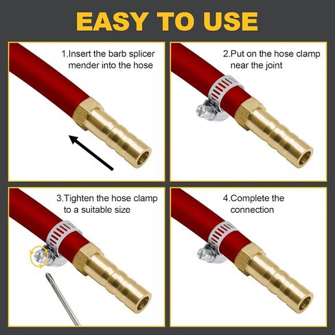 3 Pack 5/16 Inch Brass Hose Barb Fitting, Metal Splicer Mender Barbs Hose Union for Air Compressors Garden Hoses Fuel Lines Water Systems Gas Appliances Adapter Fittings in Kuwait