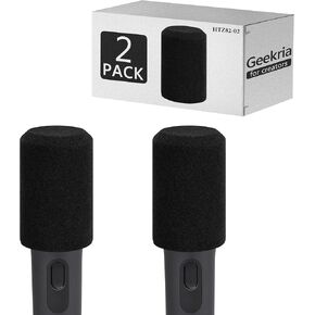 Geekria for Creators Foam Screen Windscreen متوافق مع JBL PartyBox ميكروفون لاسلكي غطاء إسفنجي مضاد للبوب، غطاء رياح ميكروفون، فلتر إسفنجي، زجاج أمامي للميكروفون متدفق (أسود / 2 حزمة) in Kuwait