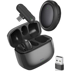 ميكروفون Mini GO اللاسلكي Lavalier لتسجيل فيديو iPhone PC | فلتر ضوضاء عميق بتقنية الذكاء الاصطناعي، صوت استوديو 48 كيلو هرتز/24 بت، بطارية 35 ساعة، علبة شحن، ميكروفون مغناطيسي USB-C لإنشاء المحتوى in Kuwait