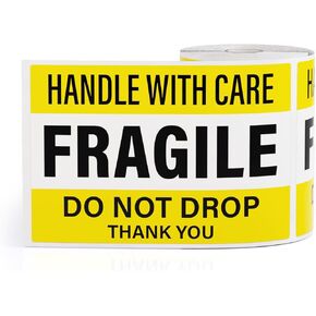200 PCS Fragile Shipping Stickers 6" X 4" Do Not Drop Labels Handle with Care Stickers Thank You Adhesive Packing Warning Labels in Kuwait