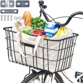 Japard Extra Wide 20 inch Bicycle Basket Front for Adult Bikes Dogs, Handlebar Large Metal Heavy Duty 10 inch Deep Larage, E-Bike, Black in Saudi Arabia