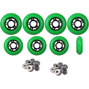Player's Choice Outdoor Inline Skate Wheels 89a 8-Pack with ABEC 9 Bearings - Choose Size and Color - Outside Formula for Concrete and Asphalt Skating in Kuwait