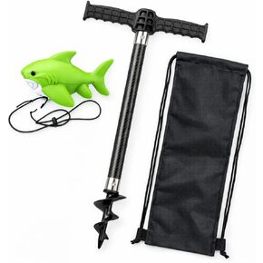 Carbon Fiber Boat Sand Anchor with Reinforced Nylon Auger for Shallow Water, Jet Ski, Kayak, Paddle Board - Heavy-Duty Beach Sandbar Pole, T-Handle, Shark Buoy & Waterproof Bag in Saudi Arabia