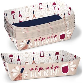 Big Dot of Happiness But First, Wine Party Paper Food Trays, Disposable Food Boats for Birthday or Wine Tasting Picnic, Double-Sided Paper Meal Holders for Nachos, Hot Dogs, French Fries - 12 Ct in Kuwait