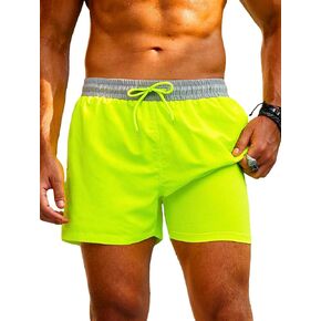 WDIRARA Men's Drawstring Color Block Swimwear Tie Front Elastic High Waisted Swimsuit Shorts in Kuwait