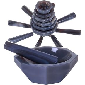 Lab Mortar (40-160mm), Natural Agate, with Pestle, Smooth, Abrasion Resistant, Corrosion Resistant, For Laboratory Studies, 60mm in Kuwait