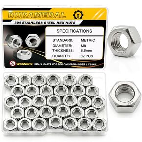 203 Pcs 304 Stainless Steel Hex Nuts Assortment Kit M2 M3 M4 M5 M6 M8 M10 M12 Metric Hex Nut Set, External Hex Nuts Hardware Fasteners for Screw Bolts, Industrial Grade Assorted Nuts Kit in Saudi Arabia