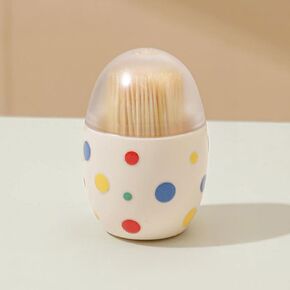 1Pcs Plastic Magnet cute Toothpick Box Oval Wall Mounted Toothpick Dispenser Household Travel Storage Box,7.5x5x4.2cm (Wave dot style) in Kuwait