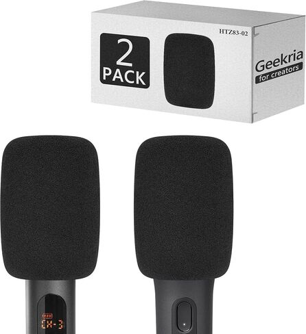 Geekria for Creators Foam Windscreen متوافق مع نظام الميكروفون اللاسلكي JBL وJBL PartyBox Wireless Mic Antipop Windshield، غطاء الرياح Mic، مرشح رغوة الإسفنج (أسود / 2 حزمة) in Kuwait