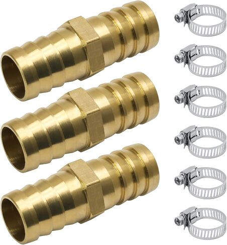 3 Pack 5/16 Inch Brass Hose Barb Fitting, Metal Splicer Mender Barbs Hose Union for Air Compressors Garden Hoses Fuel Lines Water Systems Gas Appliances Adapter Fittings in Kuwait