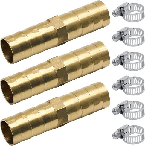 3 Pack 5/16 Inch Brass Hose Barb Fitting, Metal Splicer Mender Barbs Hose Union for Air Compressors Garden Hoses Fuel Lines Water Systems Gas Appliances Adapter Fittings in Kuwait