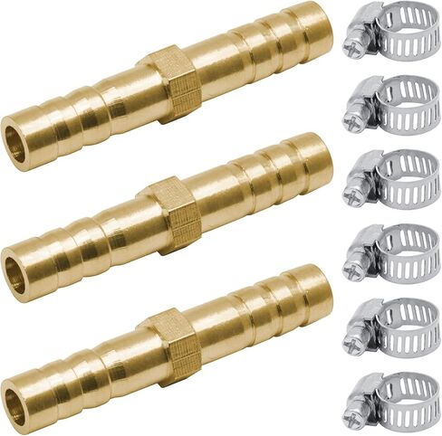 3 Pack 5/16 Inch Brass Hose Barb Fitting, Metal Splicer Mender Barbs Hose Union for Air Compressors Garden Hoses Fuel Lines Water Systems Gas Appliances Adapter Fittings in Kuwait