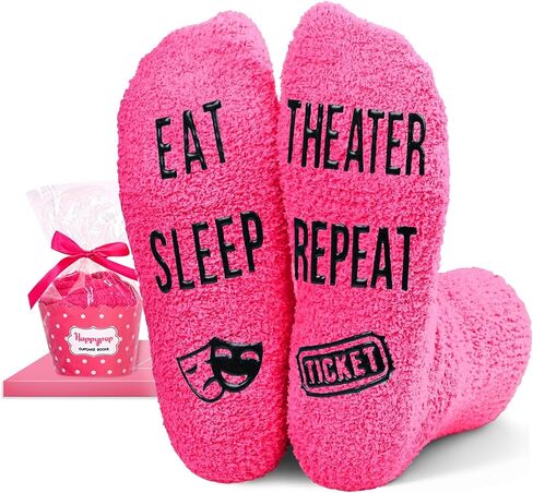 HAPPYPOP Funny Theatre Gifts For Theater Lover Drama Gifts For Actors Gifts Broadway Musical Gifts, Theater Socks Dark Pink in Kuwait