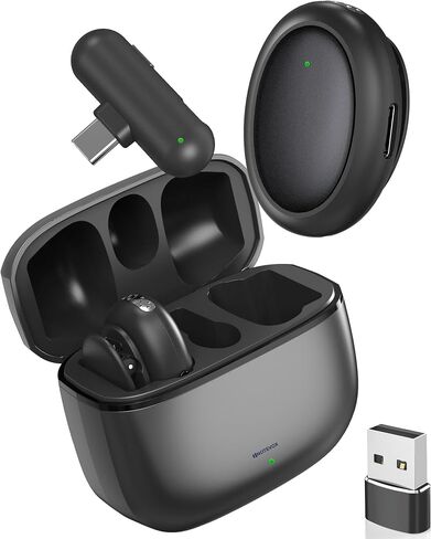 ميكروفون Mini GO اللاسلكي Lavalier لتسجيل فيديو iPhone PC | فلتر ضوضاء عميق بتقنية الذكاء الاصطناعي، صوت استوديو 48 كيلو هرتز/24 بت، بطارية 35 ساعة، علبة شحن، ميكروفون مغناطيسي USB-C لإنشاء المحتوى in Kuwait