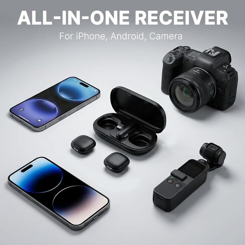 ميكروفون لافالير مغناطيسي لاسلكي لكاميرا iPhone 16 15 14 Pro Max Android، إلغاء الضوضاء AI بثلاثة مستويات و48 كيلو هرتز Hi-Fi، ميكروفون لاسلكي لشخصين لتسجيل TikTok YouTube Vlog، 40 ساعة in Kuwait