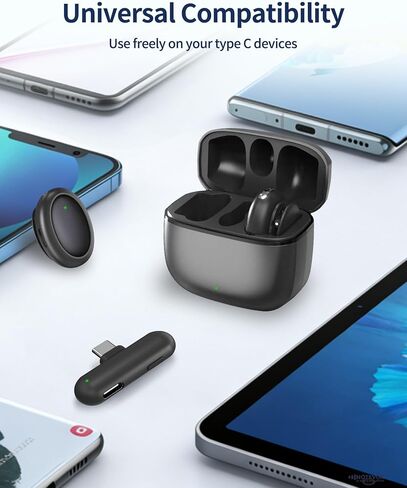 ميكروفون Mini GO اللاسلكي Lavalier لتسجيل فيديو iPhone PC | فلتر ضوضاء عميق بتقنية الذكاء الاصطناعي، صوت استوديو 48 كيلو هرتز/24 بت، بطارية 35 ساعة، علبة شحن، ميكروفون مغناطيسي USB-C لإنشاء المحتوى in Kuwait