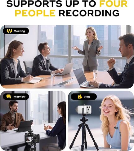 FULAIM 4-Pack Wireless Lavalier Microphone for iPhone 15 16 17 Android Camera PC, AI Noise Cancellation, 300m Range, 21H Battery Life with Charging Case, Lapel Mini Mic for Vlog Interview TikTok in Kuwait