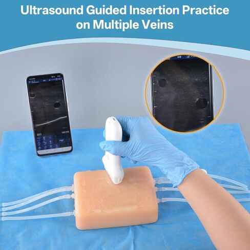 Ultrasound-Guided Venous Access Training Model, Realistic Silicone IV Injection & Venipuncture Practice Pad with Multi-Depth Veins, Visible Needle Tracking for Nursing & Medical Training in Kuwait