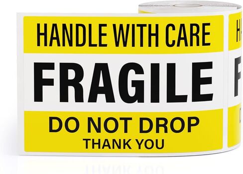 200 PCS Fragile Shipping Stickers 6" X 4" Do Not Drop Labels Handle with Care Stickers Thank You Adhesive Packing Warning Labels in Kuwait