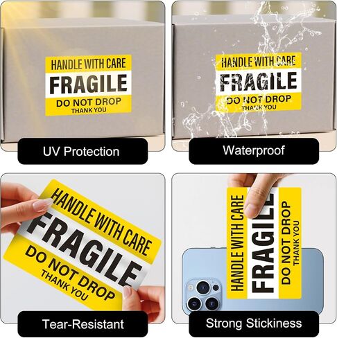 200 PCS Fragile Shipping Stickers 6" X 4" Do Not Drop Labels Handle with Care Stickers Thank You Adhesive Packing Warning Labels in Kuwait
