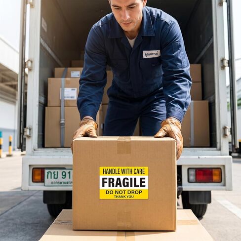 200 PCS Fragile Shipping Stickers 6" X 4" Do Not Drop Labels Handle with Care Stickers Thank You Adhesive Packing Warning Labels in Kuwait