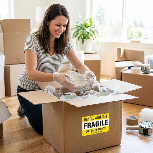200 PCS Fragile Shipping Stickers 6" X 4" Do Not Drop Labels Handle with Care Stickers Thank You Adhesive Packing Warning Labels in Kuwait