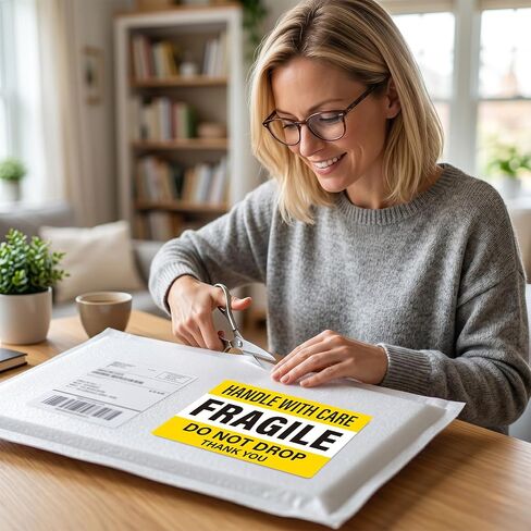 200 PCS Fragile Shipping Stickers 6" X 4" Do Not Drop Labels Handle with Care Stickers Thank You Adhesive Packing Warning Labels in Kuwait