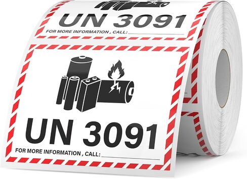 600 قطعة UN3091 ملصقات بطارية ليثيوم 4.25 × 3.25 بوصة ليثيوم أيون تحذير لاصق ملصقات السلامة للشحن in Kuwait