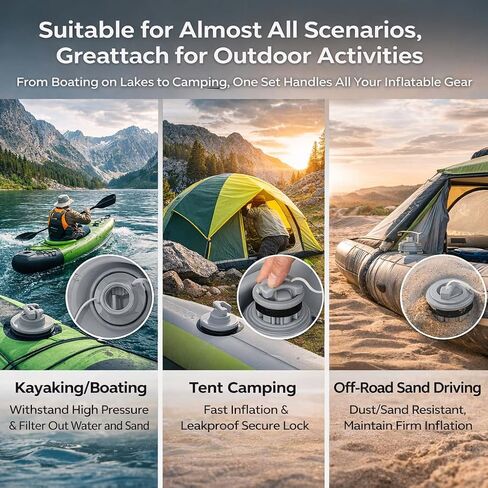 VGEBY 3Pcs Air Valve, Inflatable Tent Air Valve Spiral Air Plug Air Valve Replacement with Filter Mesh Accessory for Inflatable Tent Boat Kayaks (Gray) in Kuwait