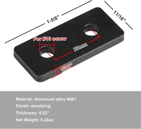 10 Pcs 2020 Flat Joining Plates, for 2020 T-Slot Aluminum, 2 Hole Plate | Aluminum alloy 6061 in Kuwait