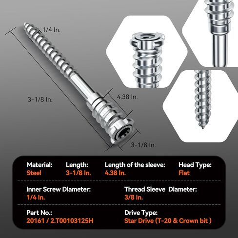 100 20161 Topstar Fasteners Adjustable Shim Screws 1/4"–3/8" x 3-1/8", Star Drive, Shim-Free Installation for Wooden Doors Windows & Cabinets, Compatible with GRK & U2 Crown Bit, Include Crown Bit in Kuwait