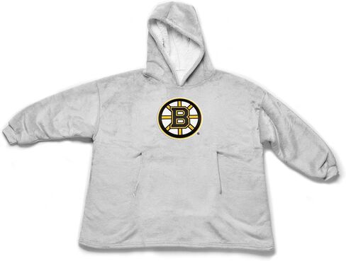 بلوفر شيربا كبير الحجم من Northwest NHL Boston Bruins Hoodler، شعار مطرز، سترة صوفية ناعمة يمكن ارتداؤها، صوف ناعم مع جيب أمامي، مقاس واحد يناسب معظم الأشخاص in Kuwait
