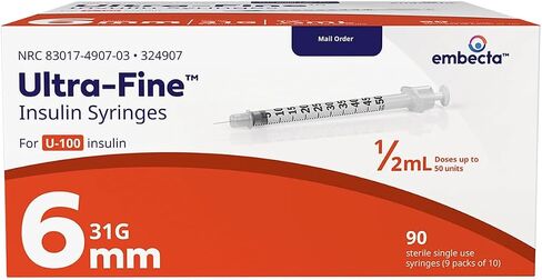 BD Ultra-Fine Syringes 31G x 6mm, 0.5cc, Box of 90 in Kuwait