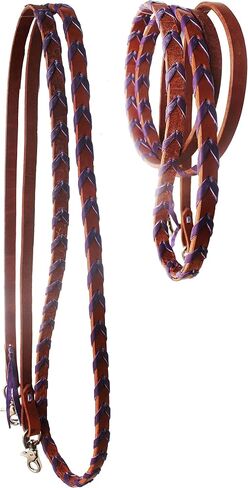CHALLENGER Horse Western Leather Laced Barrel Contest Reins 6686v in Kuwait