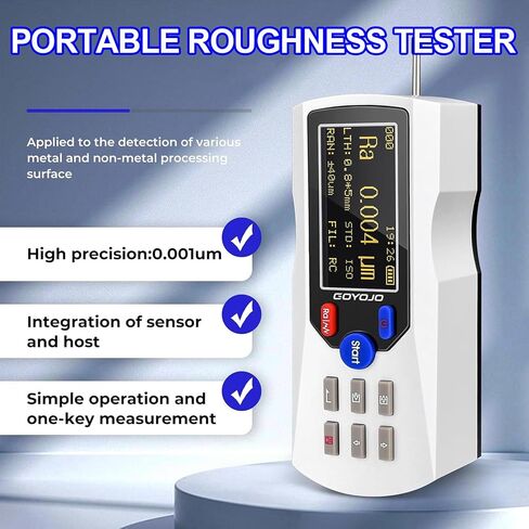 Digital Surface Roughness Tester, Portable Gauge with High 0.001µm Accuracy, LCD Display, 500 Data Storage for Electronics & Metal Industry and Surface Roughness Detection in Kuwait