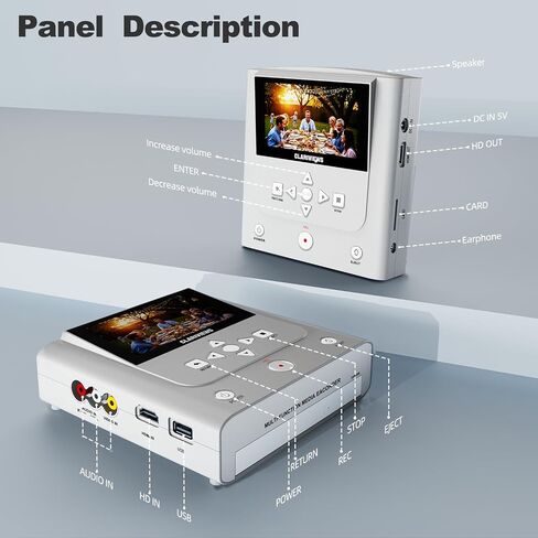 VHS to DVD Recorder, VHS to DVD Converter Machine, Convert VHS,VCR,Camcorder to DVDs,USB,SD Card,Smart Phone WiFi to DVDs,USB,SD,HDD Copy, WiFi APP Media Recorder【VHS/Tapes/DVD Player Not Included】 in Saudi Arabia