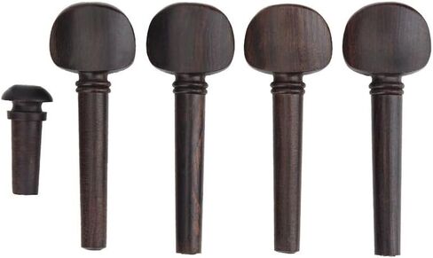 Violin Tuning Pegs Set, Handmade Smooth Ebony Violin Tuning Pegs with Endpin for Precise Control, 4-Piece Tuning Pegs Endpin Replacement for 4/4 Violin Tailpiece and Strings Replacement in Kuwait