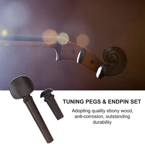Violin Tuning Pegs Set, Handmade Smooth Ebony Violin Tuning Pegs with Endpin for Precise Control, 4-Piece Tuning Pegs Endpin Replacement for 4/4 Violin Tailpiece and Strings Replacement in Kuwait