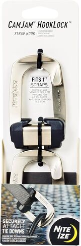خطاف حزام Nite Ize CamJam HookLock - خطاف ربط سفلي يعمل بنابض - خطاف مقاوم للتآكل ومثبت شحن من الفولاذ المقسى - تأمين الحمل الثقيل لأشرطة مقاس 1 بوصة - كبير (عبوتان) in Kuwait