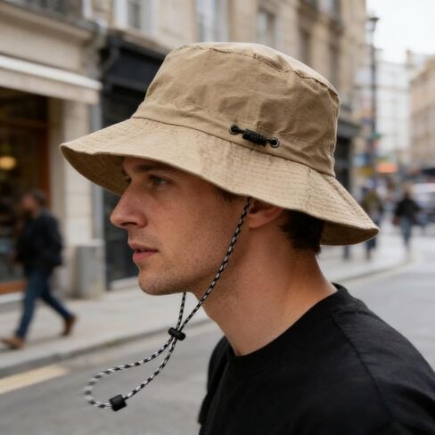 Sun Hat Packable Quick Dry Wide Brim with Chin Strap, Adjustable Bucket Hat for Hiking, Fishing, Camping, Travel Beach, Khaki in Saudi Arabia