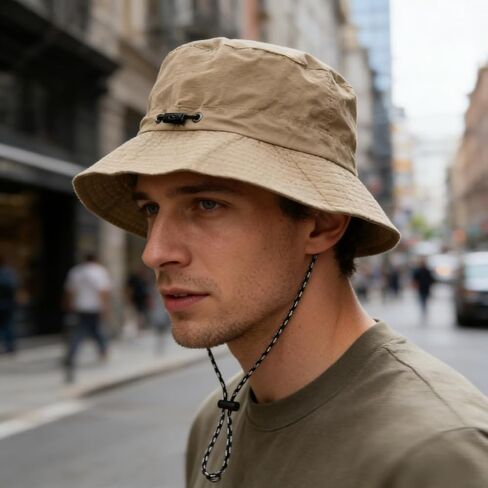 Sun Hat Packable Quick Dry Wide Brim with Chin Strap, Adjustable Bucket Hat for Hiking, Fishing, Camping, Travel Beach, Khaki in Saudi Arabia