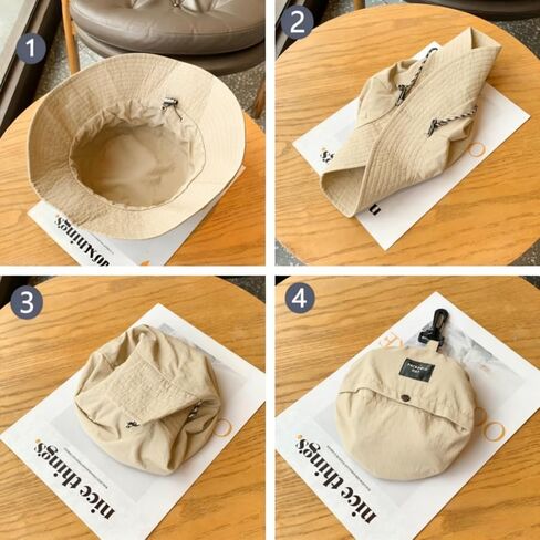 Sun Hat Packable Quick Dry Wide Brim with Chin Strap, Adjustable Bucket Hat for Hiking, Fishing, Camping, Travel Beach, Khaki in Saudi Arabia