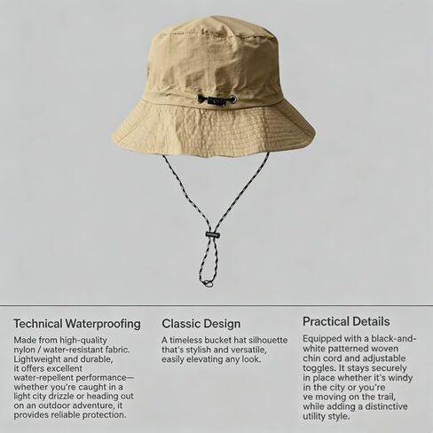 Sun Hat Packable Quick Dry Wide Brim with Chin Strap, Adjustable Bucket Hat for Hiking, Fishing, Camping, Travel Beach, Khaki in Saudi Arabia