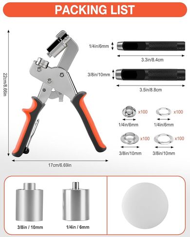 UCEC Heavy Duty Grommet Kit with 3/8" & 1/4" Eyelet Pliers, 400Pcs Magnetic Interchangeable Grommets Eyelets Set, Manual Hole Punch Tool for Fabric, Tarp, Canvas, Leather in Saudi Arabia